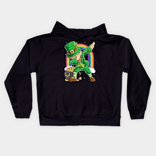 St Patricks Day Funny Dabbing Leprechaun Kids Hoodie